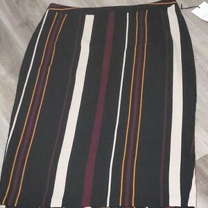 Who What Wear Black and Cream Striped Pencil Skirt
